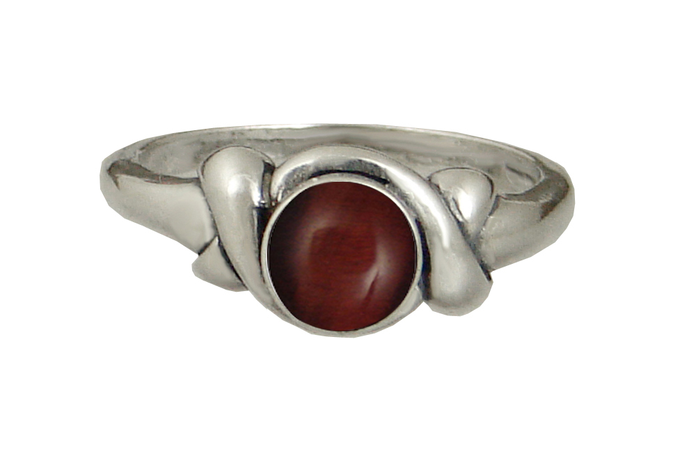 Sterling Silver Lover's Knot Ring With Red Tiger Eye Size 7